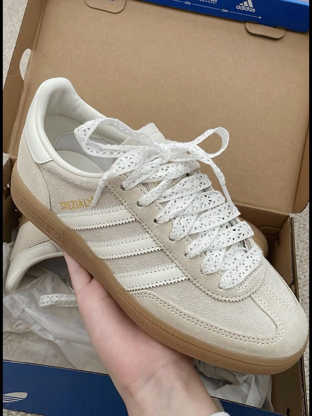 adidas spezial Off-White Suede Sneakers with Gum Sole